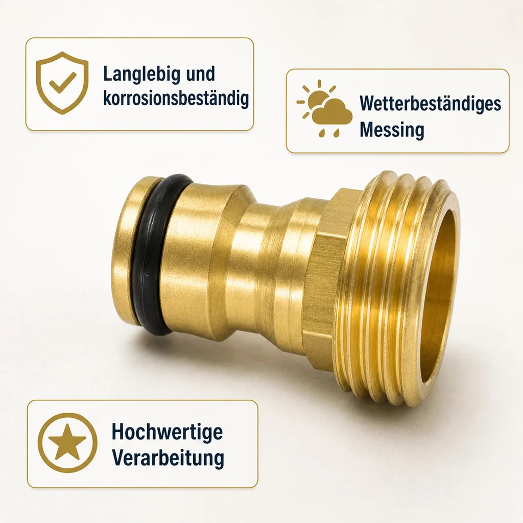 Wasserhahnanschluss 3/4 Zoll, Messing Stecksystem, Hahn Anschluss, Schnellkupplung