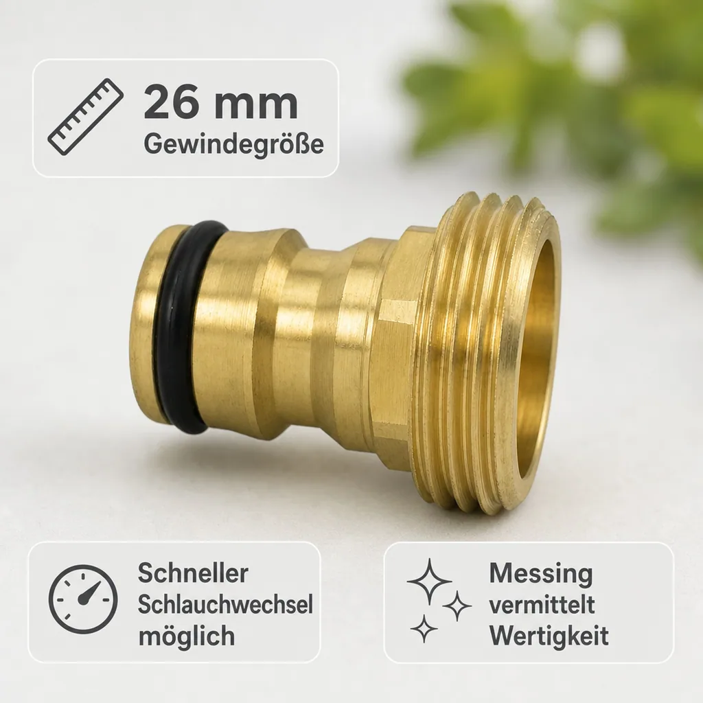 Wasserhahnanschluss 3/4 Zoll, Messing Stecksystem, Hahn Anschluss, Schnellkupplung