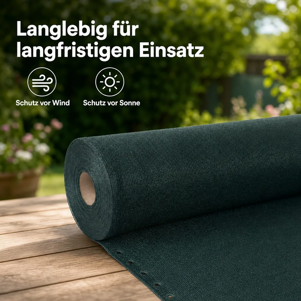 Sichtschutznetz, Windschutznetz 1,5m x 25m, HDPE Gewebe, Gartenzaun Blende
