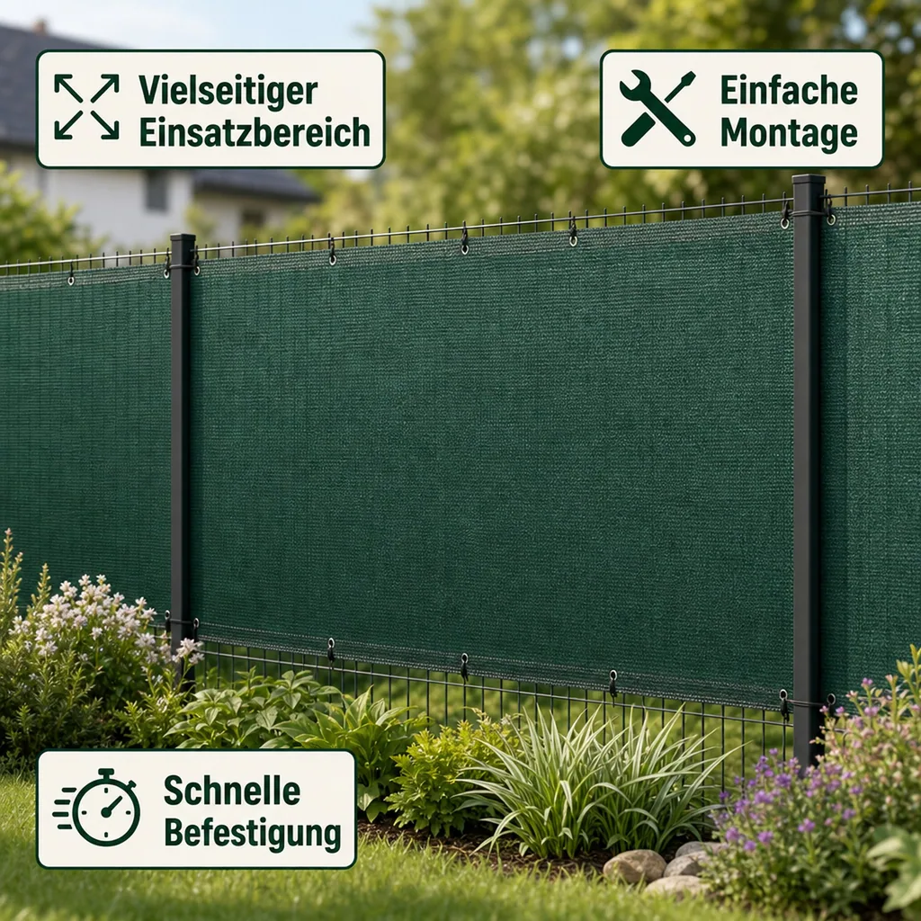 Sichtschutznetz, Windschutznetz 1,5m x 25m, HDPE Gewebe, Gartenzaun Blende