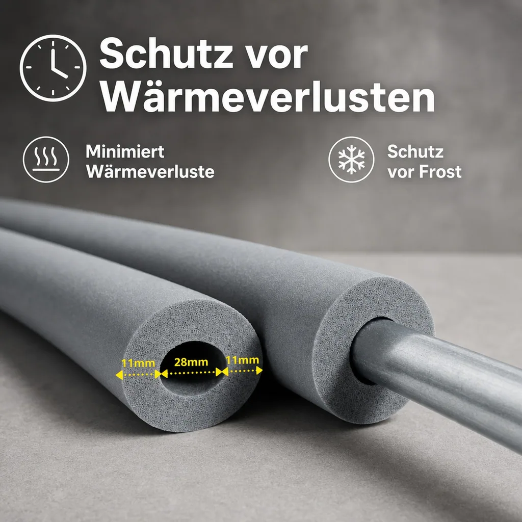 Rohrisolierung Kautschuk, 2m, Ø 28 mm x 10 mm, GEG konform