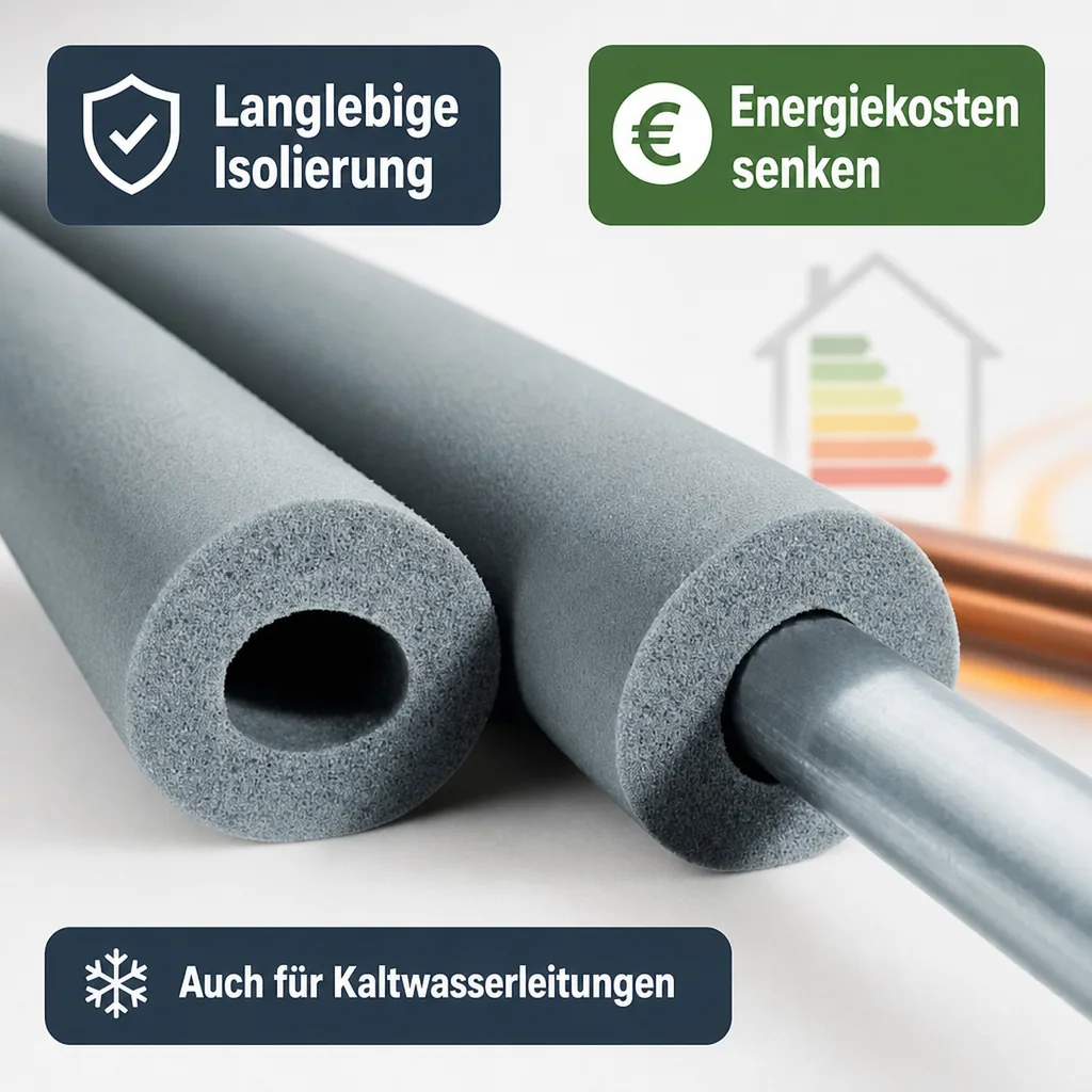 Rohrisolierung Kautschuk, 2m Isolierschlauch, Ø 18 mm x 20 mm, GEG