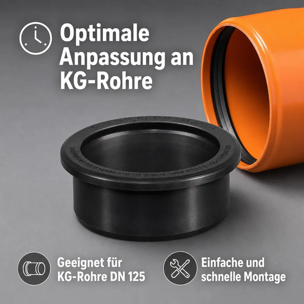 KG Rohr DN 125, Abwasserrohr DN 125, Anschlussdichtung