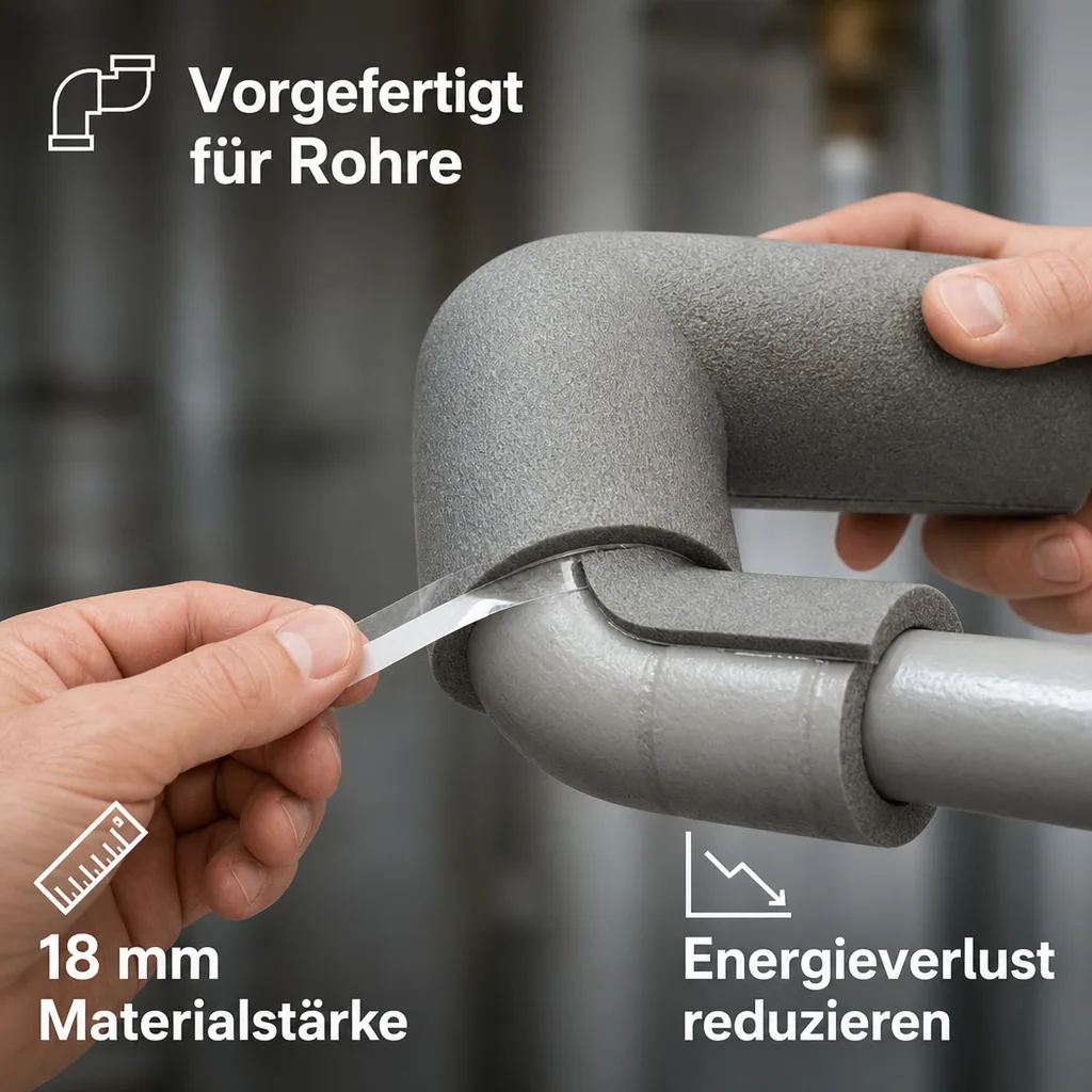 Selbstklebende Dämmung, Rohrisolierung Bogen, 18 mm, Heizungsrohr Dämmung