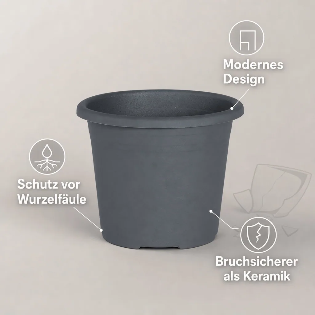 Blumentopf CYLINDRO, 25 cm, 5,5 Liter, anthrazit