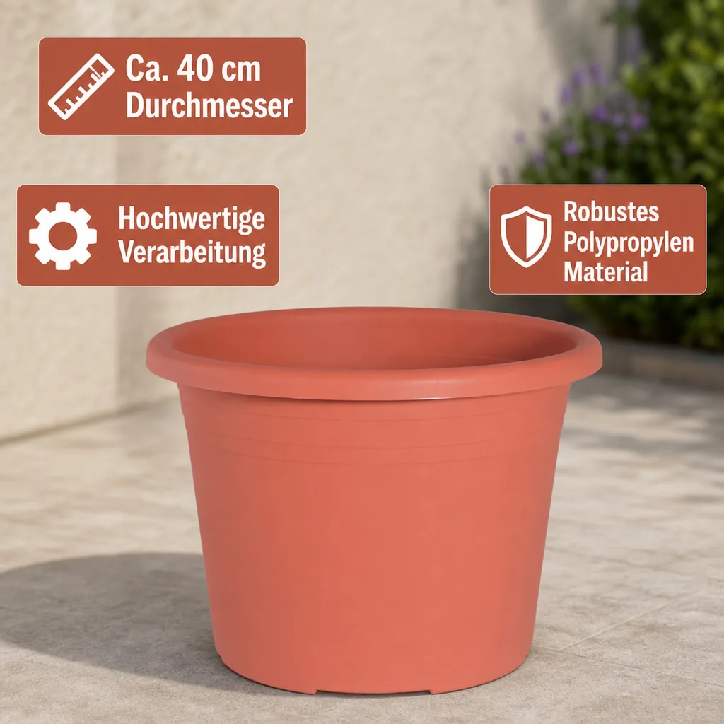 Blumentopf, Pflanztopf terracotta, CYLINDRO ca. Ø 40 cm, 21,5 Liter