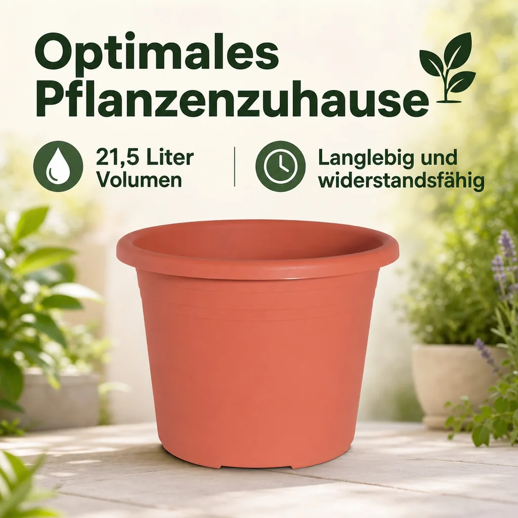 Blumentopf, Pflanztopf terracotta, CYLINDRO ca. Ø 40 cm, 21,5 Liter
