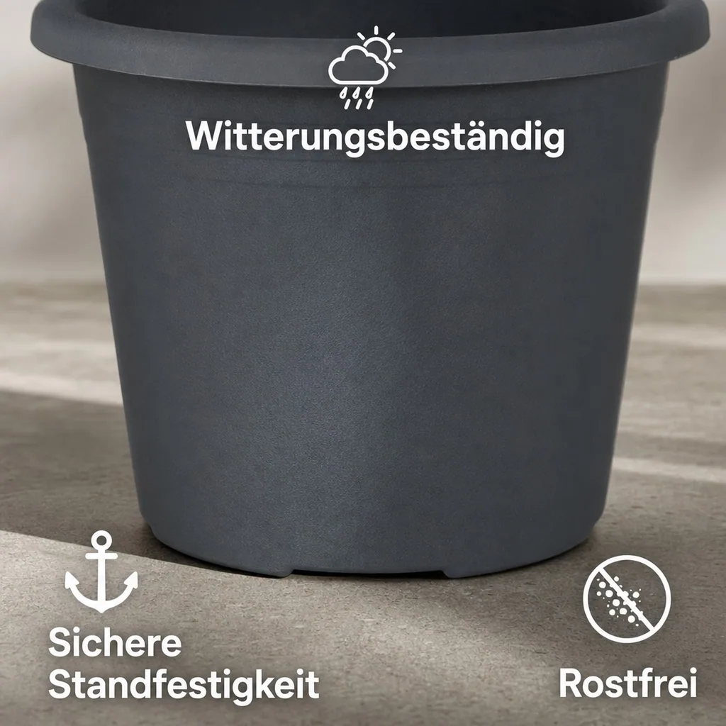 Blumentopf, Pflanztopf CYLINDRO, anthrazit, Ø 45cm, 30 Liter