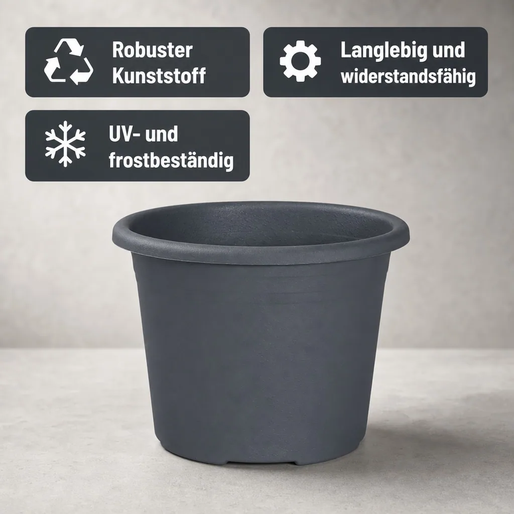 Blumentopf, Pflanztopf CYLINDRO, anthrazit, Ø 45cm, 30 Liter