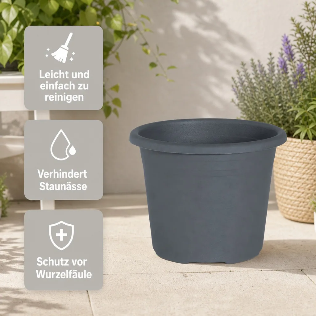 Blumentopf, Pflanztopf CYLINDRO, anthrazit, Ø 45cm, 30 Liter