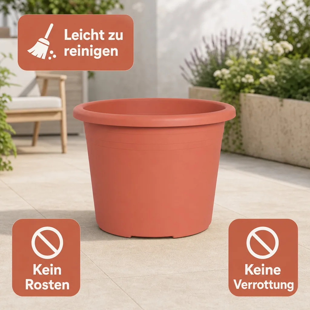 Blumentopf 60 cm terracotta, großer Pflanztopf, zylindrisch, 72 Liter
