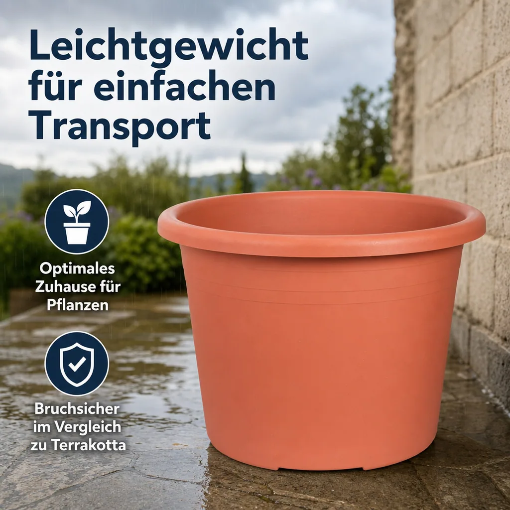 Blumentopf 50 cm, CYLINDRO, terracotta, 42 Liter, Kunststoff Pflanztopf