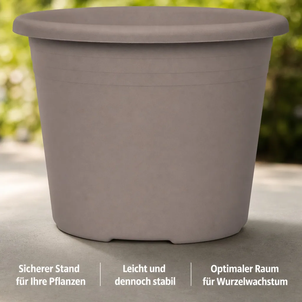 Blumentopf CYLINDRO, Pflanztopf, Ø 50 cm, 42 Liter, taupe