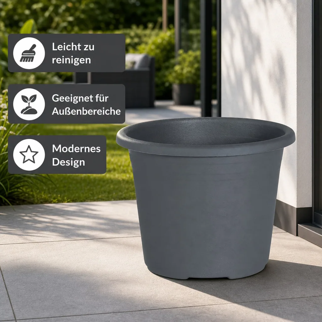 Blumentopf CYLINDRO, Pflanztopf, Blumenkübel, Anthrazit, Ø 60 cm, 72 Liter