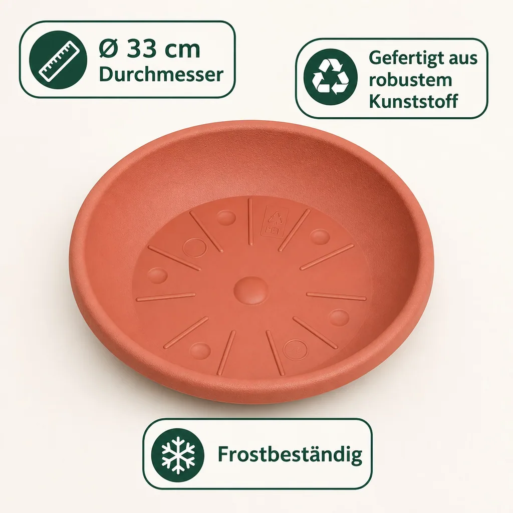 Blumentopfuntersetzer, Pflanzenuntersetzer, terracotta, Ø 33cm, Kunststoff
