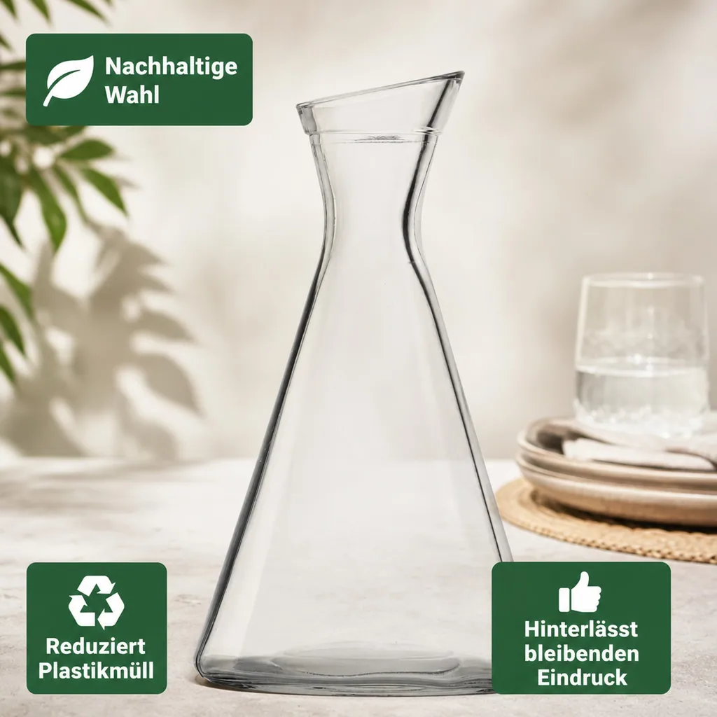 Wasserkaraffe, Glaskaraffe, Weinkaraffe - Pisa, 1L, Elegant & Vielseitig | Wasser, Wein, Limonade & mehr