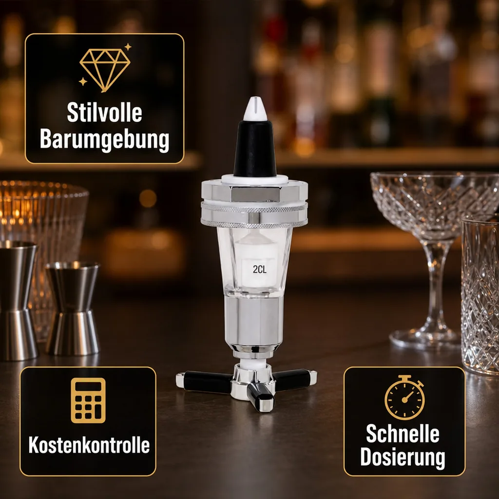 Portionierer, Ausgießer Dosierer für 0,7 - 1,0 L Flaschen, silber, Ausschankmenge: 20 ml