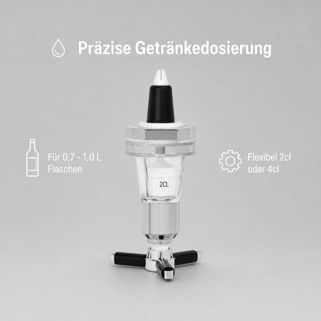 Portionierer, Ausgießer Dosierer für 0,7 - 1,0 L Flaschen, silber, Ausschankmenge: 20 ml