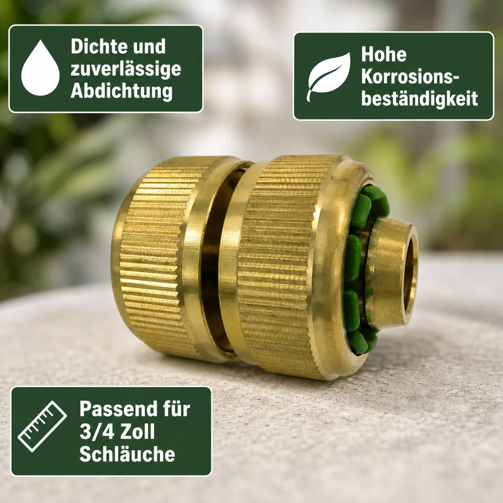 Schlauchverbinder 3/4 Zoll, Messing, Schlauch Reparaturstück