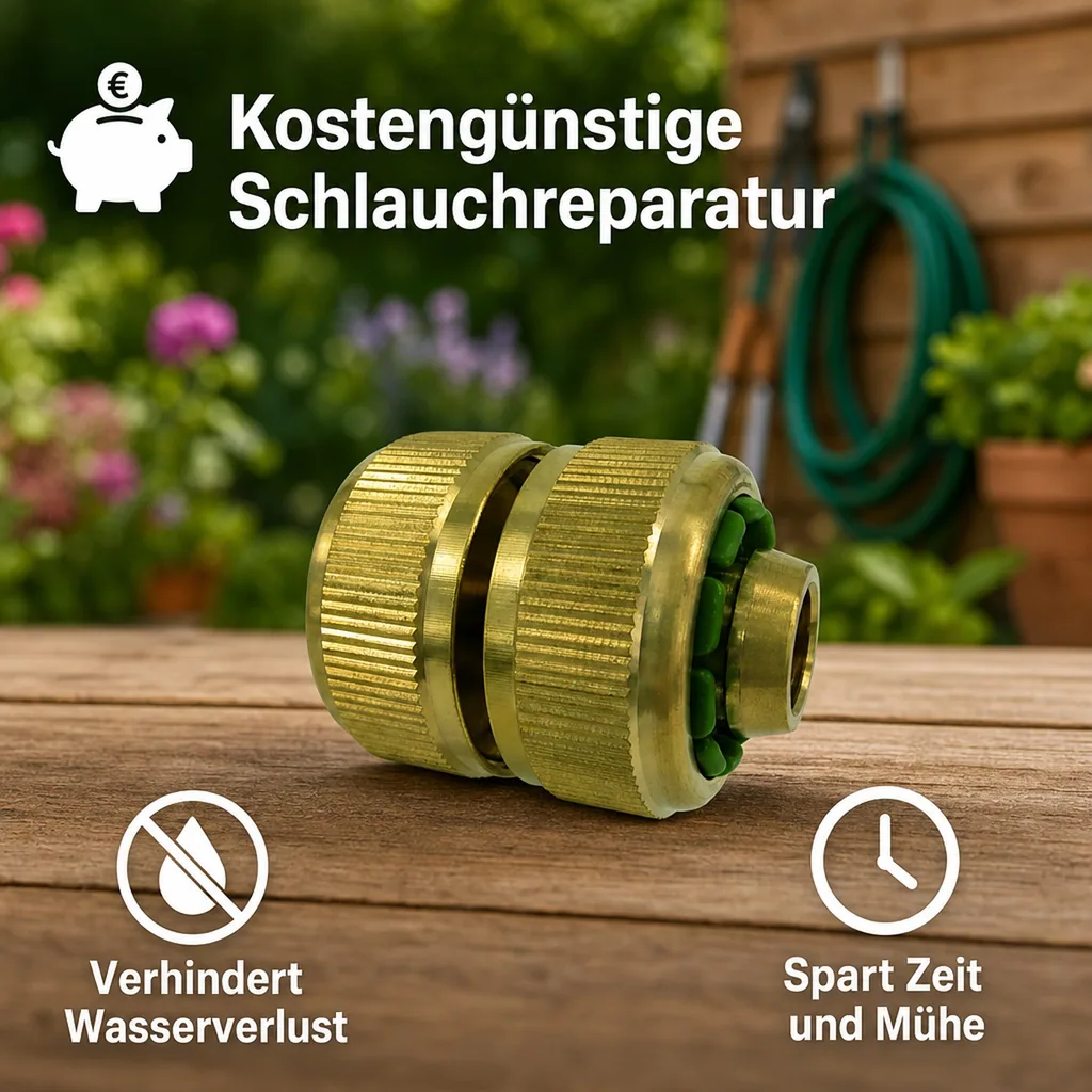 Schlauchverbinder 3/4 Zoll, Messing, Schlauch Reparaturstück