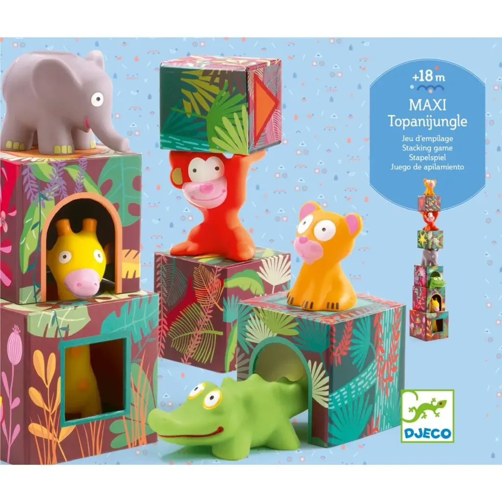 Djeco Kinderspielzeug, Stapelturm, Stapelwürfel - Maxi Topanijungle