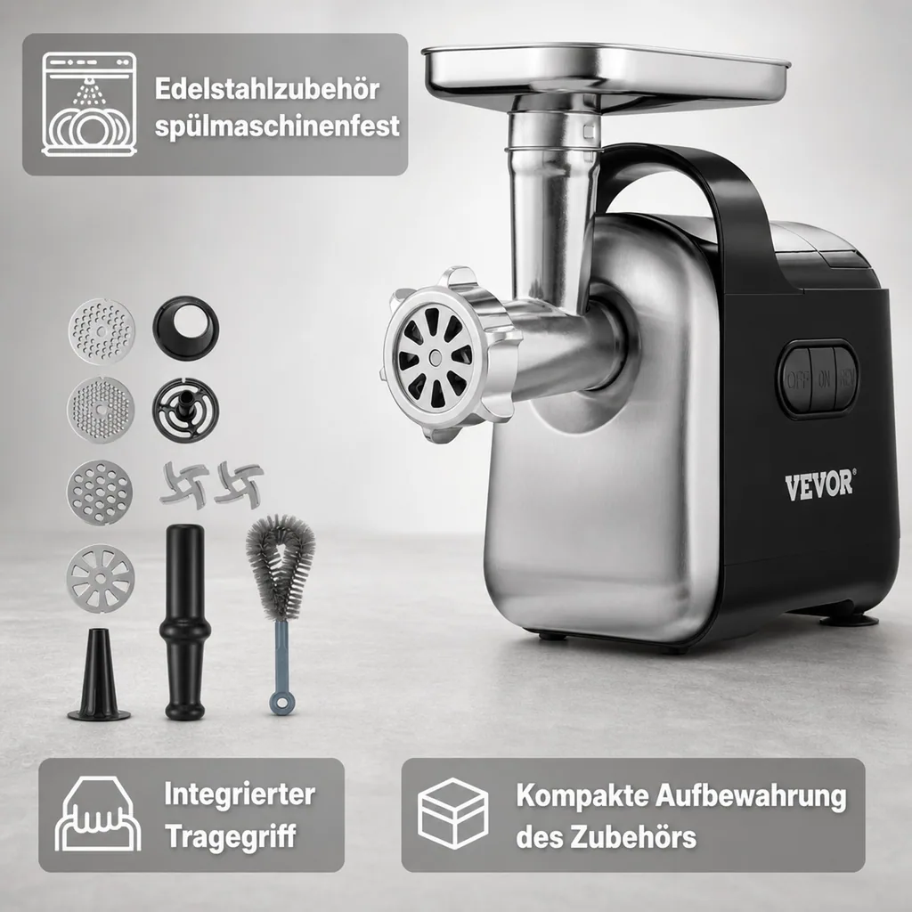 Fleischwolf, Fleischmaschine 550W - 3 kg/Minute Hackfleisch, Elektrisch
