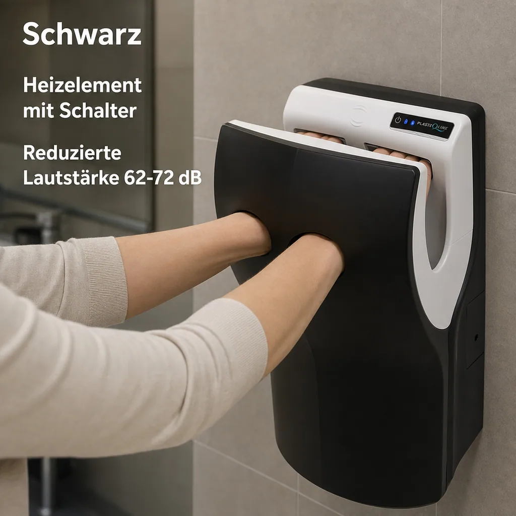 Händetrockner automatisch - Hands-in-Prinzip, Kunststoff PQ14, Farbe: schwarz