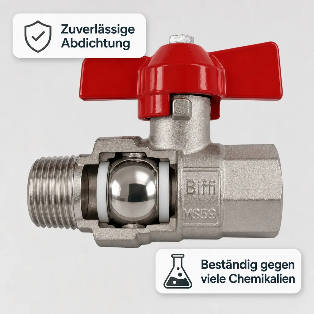Kugelhahn 1 1/4 Zoll, Messing, Flügelgriff, IG AG, PN25