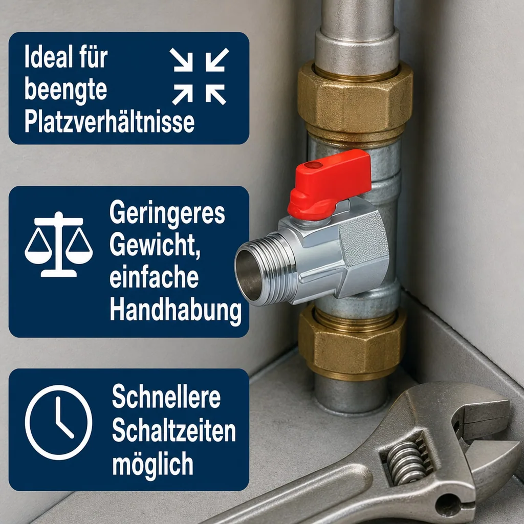 Kugelhahn 3/8, Mini Messing Kugelhahn, AG/IG