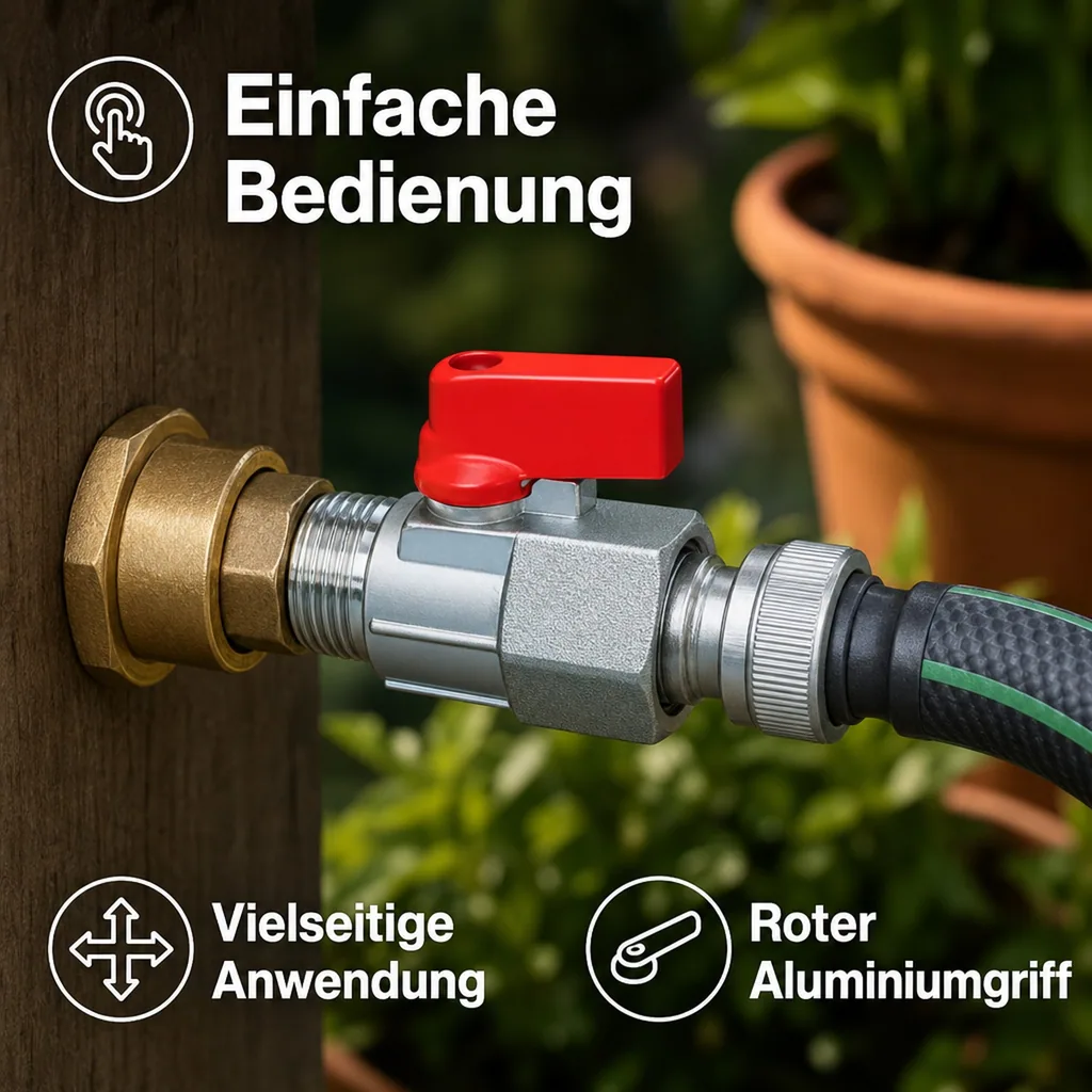 Kugelhahn 3/4 Zoll, Messing Mini Kugelhahn mit rotem Griff
