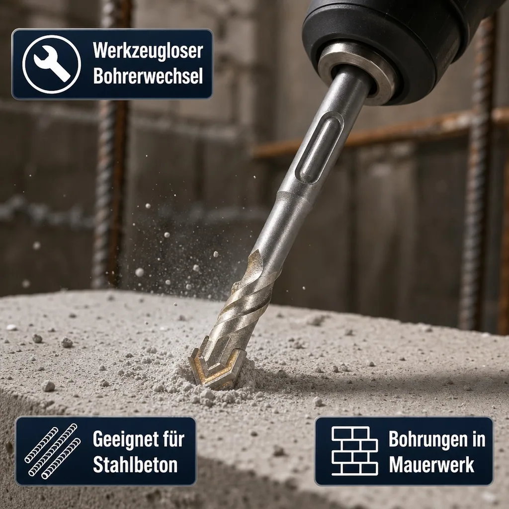SDS Bohrer, Hammerbohrer SDS Plus, 10mm, Betonbohrer, 4-Schneider