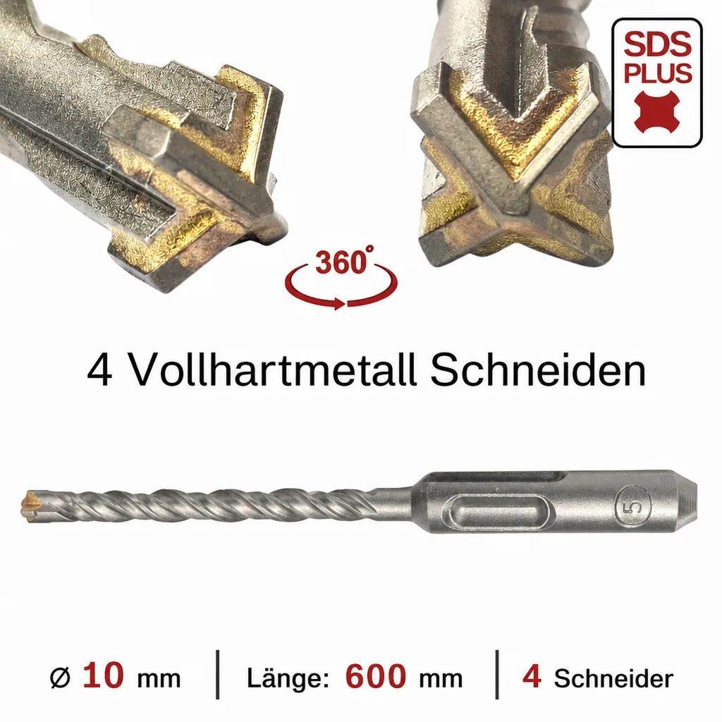 Hammerbohrer SDS Plus, 10mm, 600mm, 4 Schneider, Betonbohrer