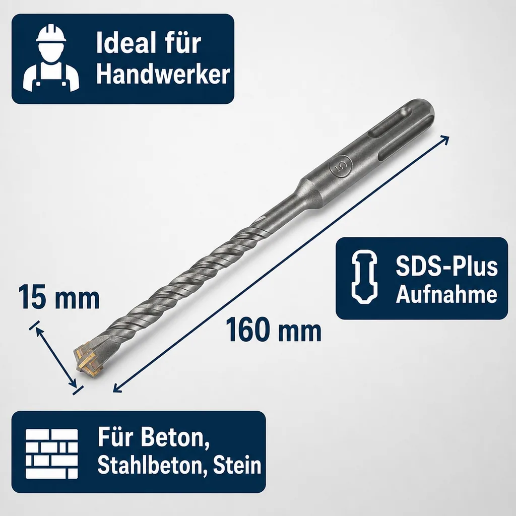 Hammerbohrer SDS Plus, 15mm, 160mm, 4 Schneider, Betonbohrer