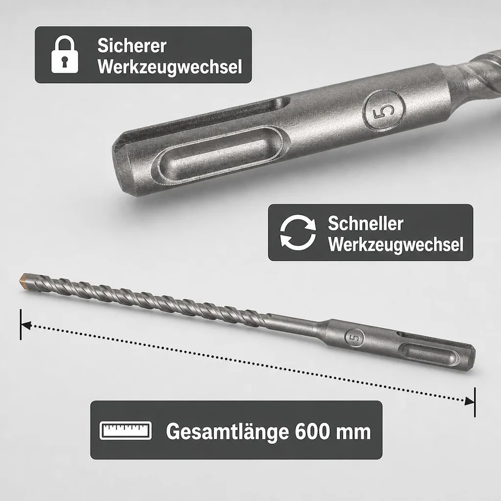 Hammerbohrer SDS Plus, 16mm, 600mm, 4-Schneider Betonbohrer