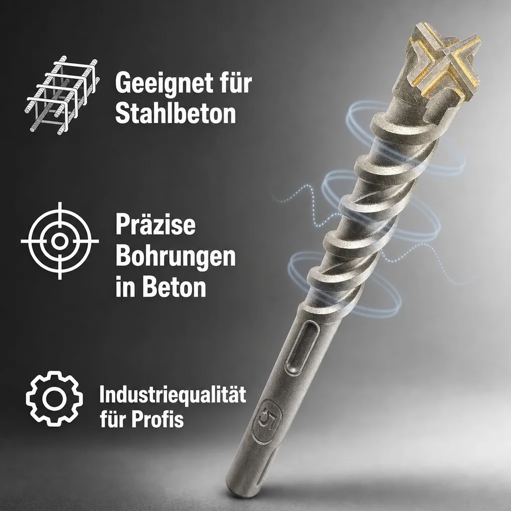 SDS-Plus Hammerbohrer, 18mm, 450mm Länge, 4 Schneider, Betonbohrer