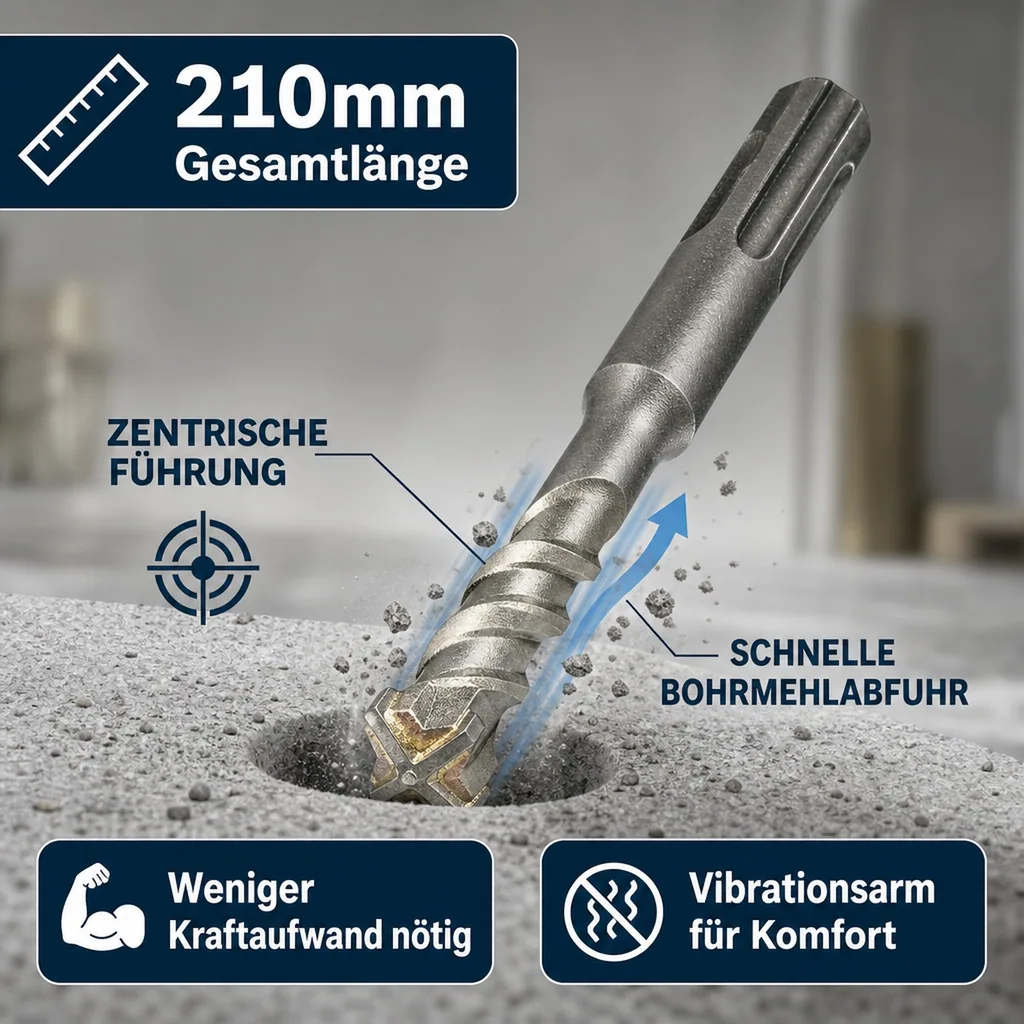 SDS Plus Hammerbohrer 20mm, Betonbohrer, Steinbohrer, 4-Schneider