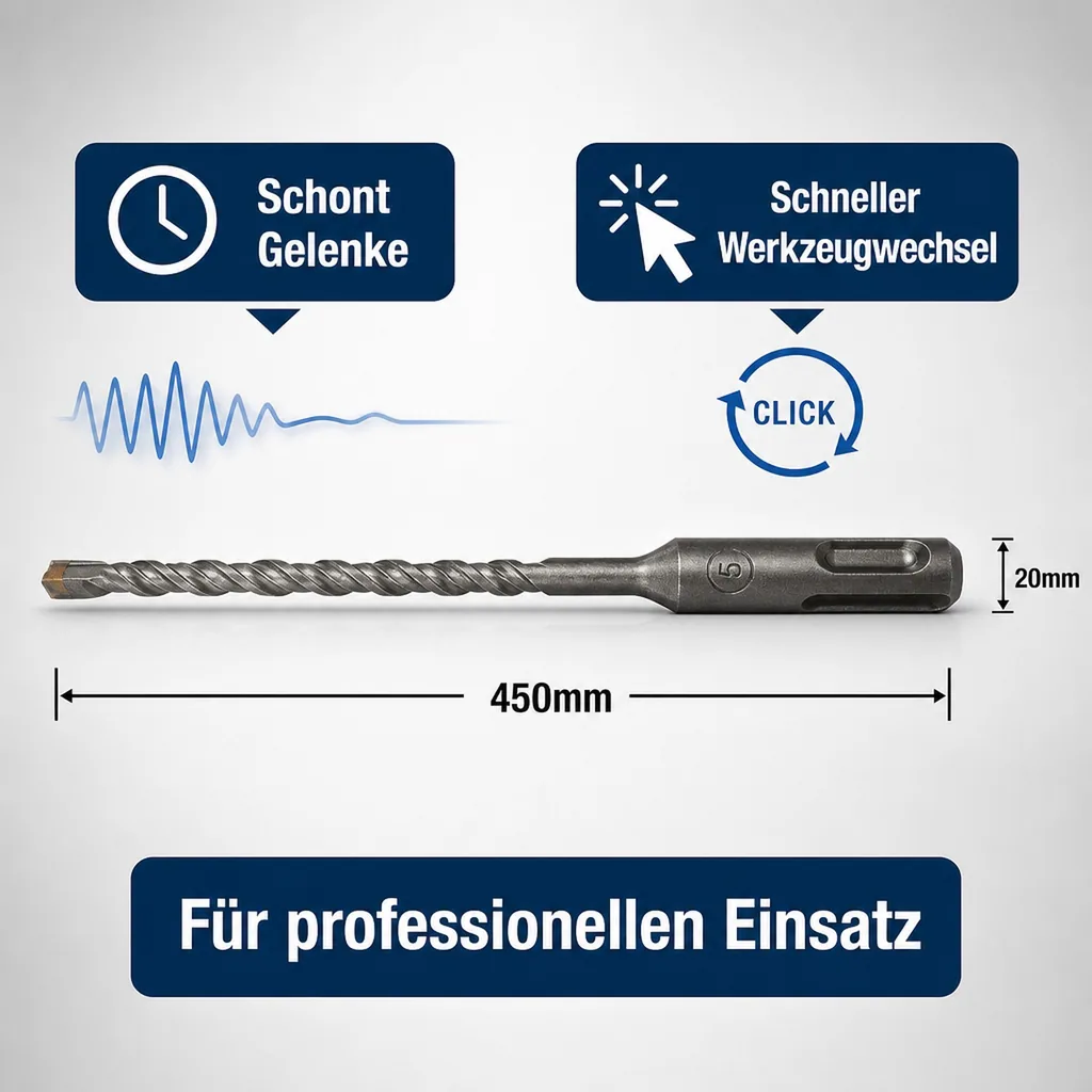 SDS Bohrer, Hammerbohrer SDS, 4-Schneider, 20mm x 450mm, Betonbohrer, Steinbohrer