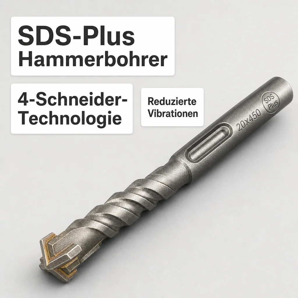 SDS Bohrer, Hammerbohrer SDS, 4-Schneider, 20mm x 450mm, Betonbohrer, Steinbohrer