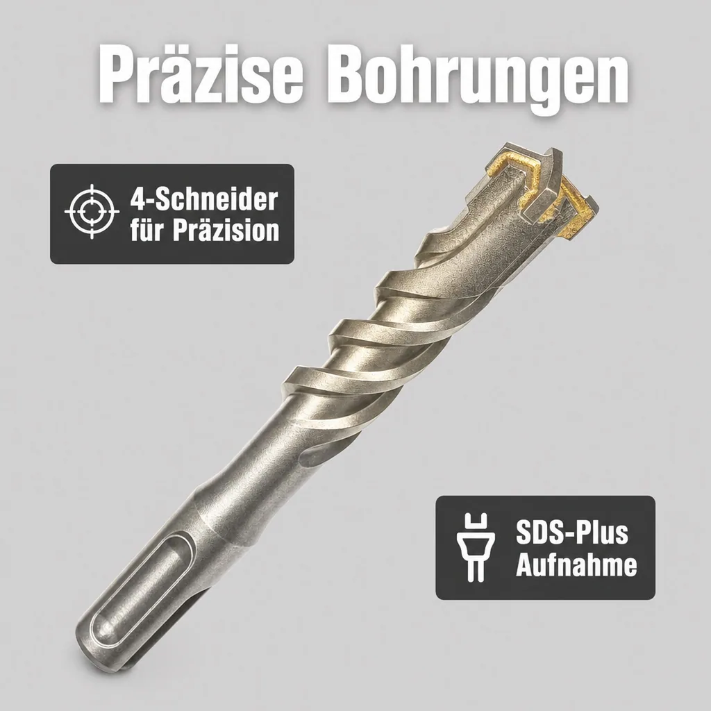 Hammerbohrer SDS Plus 24mm, 4-Schneider, Betonbohrer, Steinbohrer, 250mm Länge