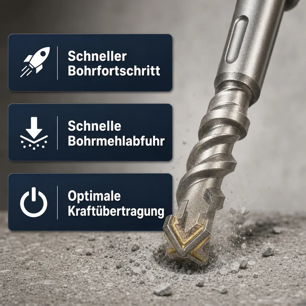 Hammerbohrer SDS Plus 24mm, 4-Schneider, Betonbohrer, Steinbohrer, 250mm Länge