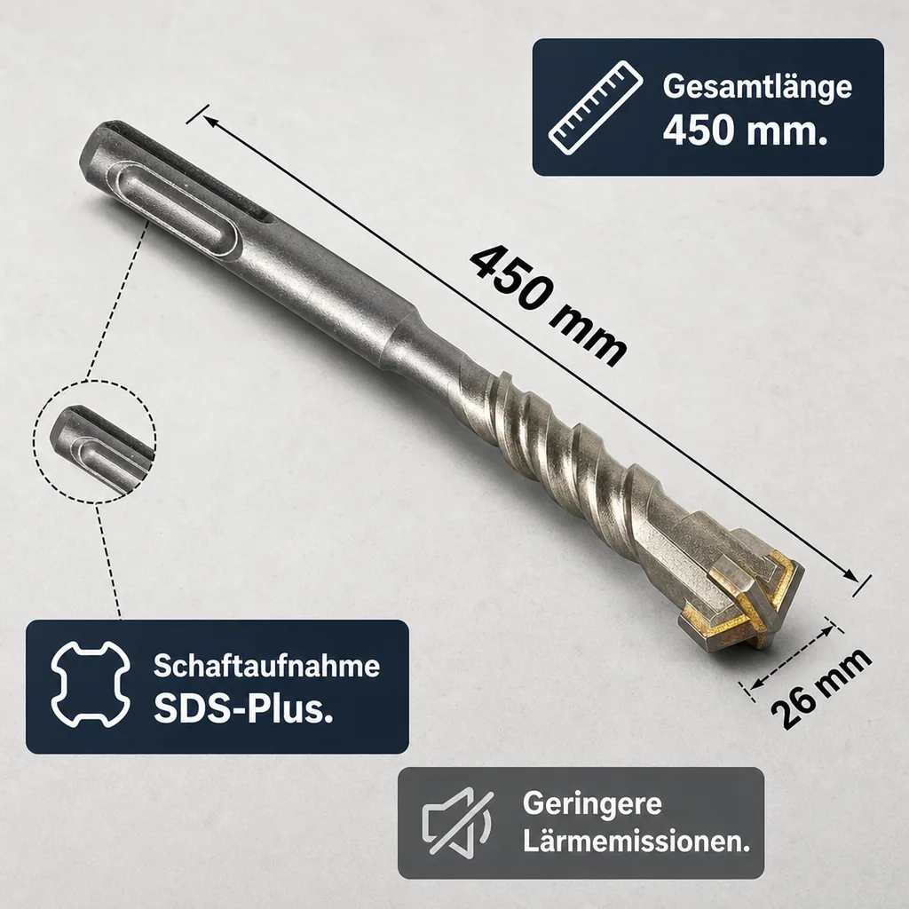 Hammerbohrer SDS Plus, 26mm, 4 Schneider, 450mm, Betonbohrer