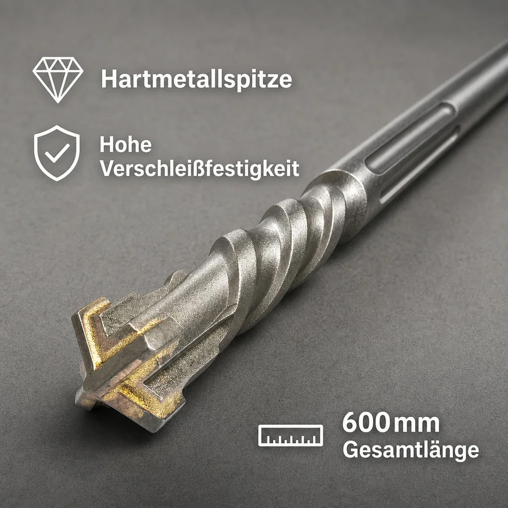SDS Max Hammerbohrer 28mm, 600mm, 4 Schneider, Beton, Stein