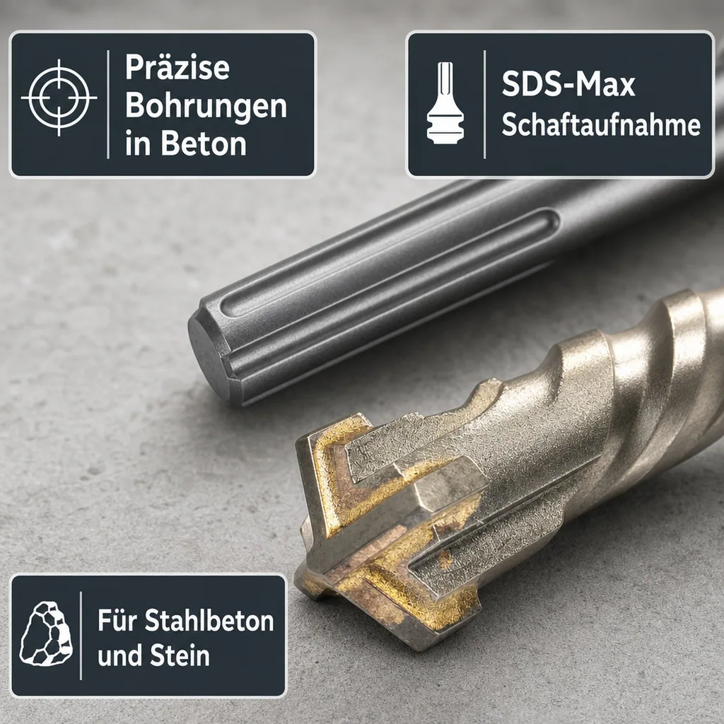 SDS Max Hammerbohrer 28mm, 600mm, 4 Schneider, Beton, Stein