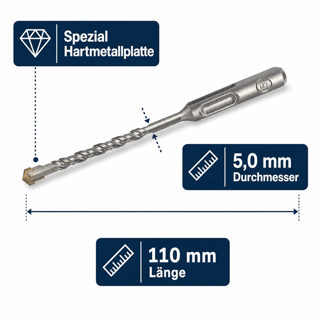 Hammerbohrer SDS Plus, 5mm, Betonbohrer, 4 Schneider