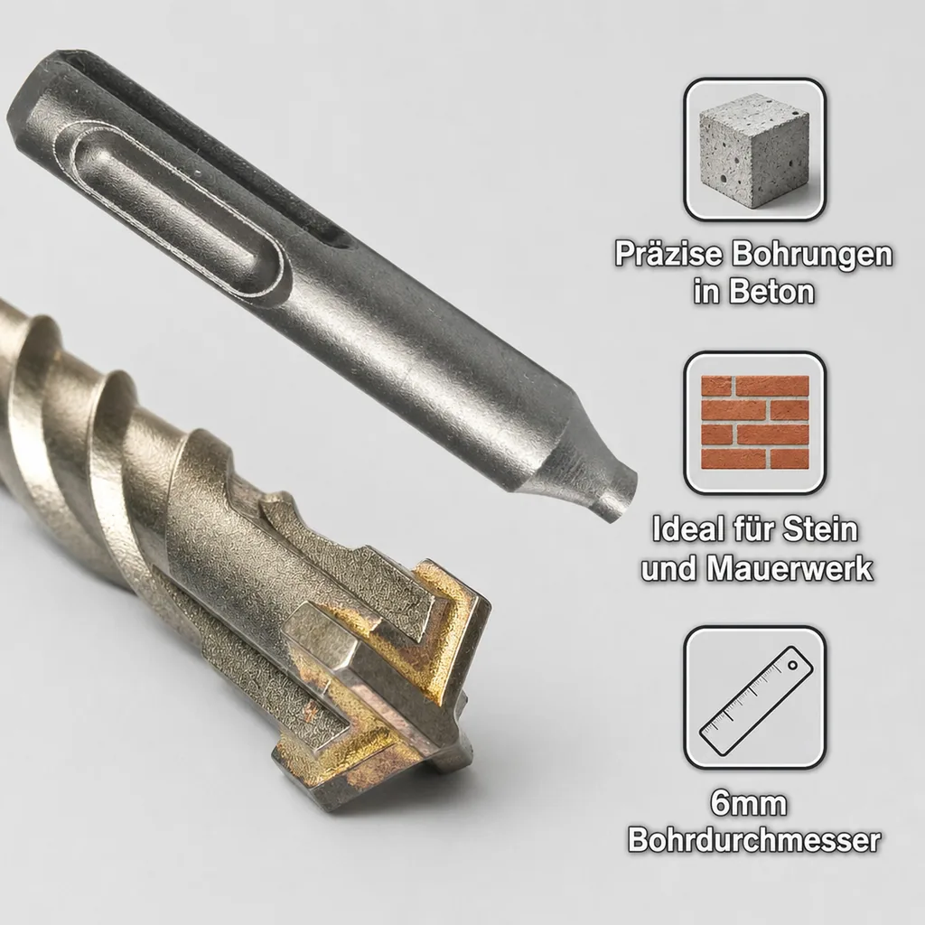 Hammerbohrer SDS-Plus 6mm, 4 Schneider, 110mm Länge, Beton, Stein