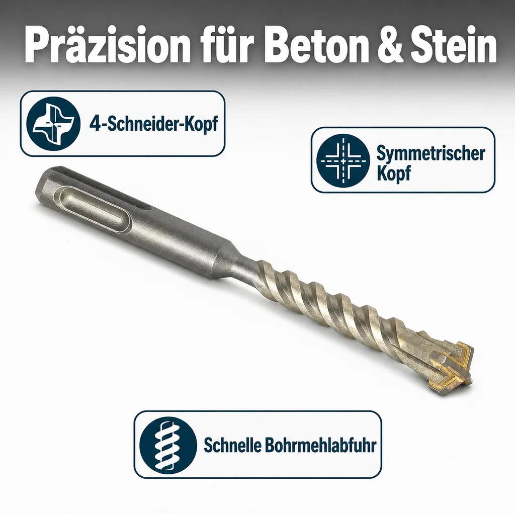 SDS Bohrer, Hammerbohrer 6mm 4-Schneider, Betonbohrer, Steinbohrer, SDS-Plus Ø 6,0mm x 160mm Länge