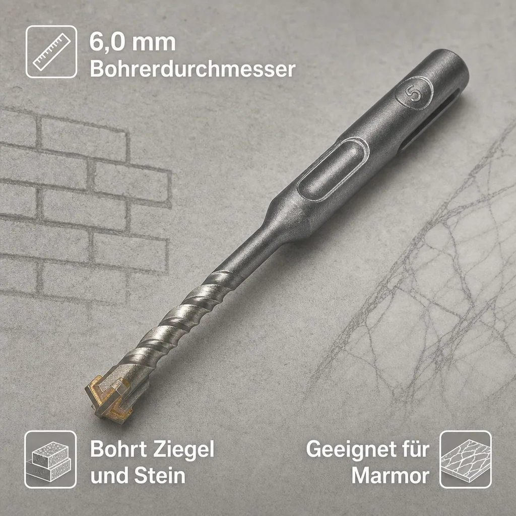 Hammerbohrer SDS Plus 6mm, 4-Schneider, Betonbohrer