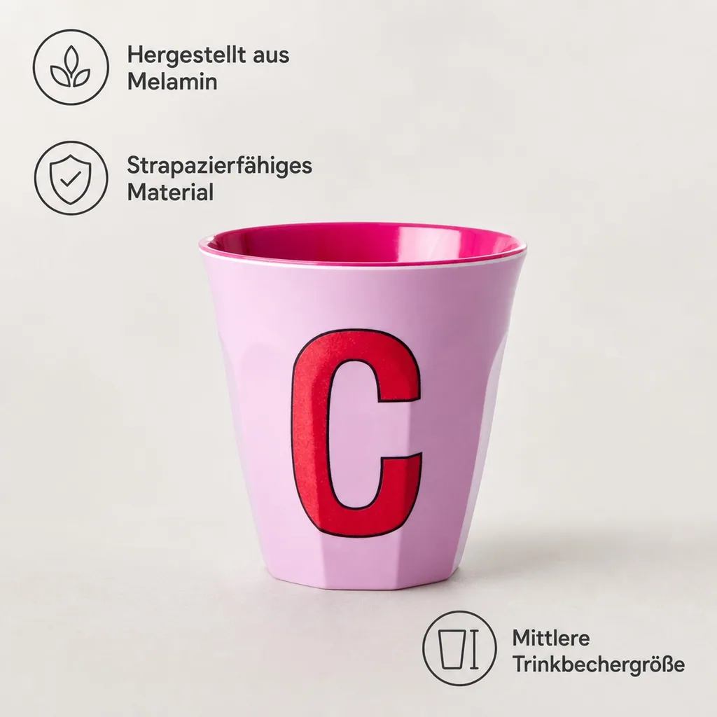 RICE Becher - C, 250 ml, Melamine, Farbe: rosa
