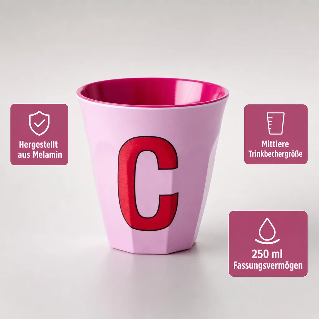 RICE Becher - C, 250 ml, Melamine, Farbe: rosa