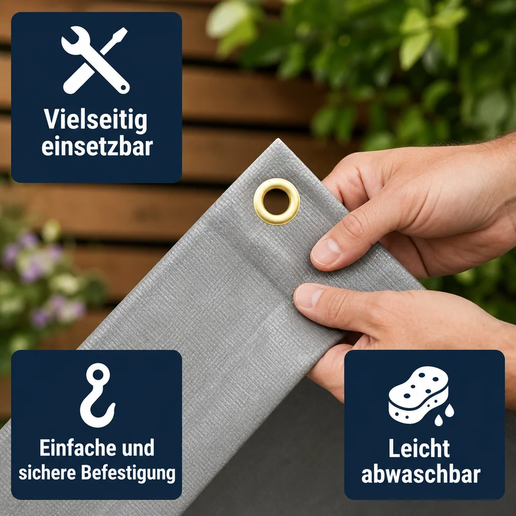 Abdeckplane 280g/m², grau 3x4 (12m²), wasserdicht, reißfest